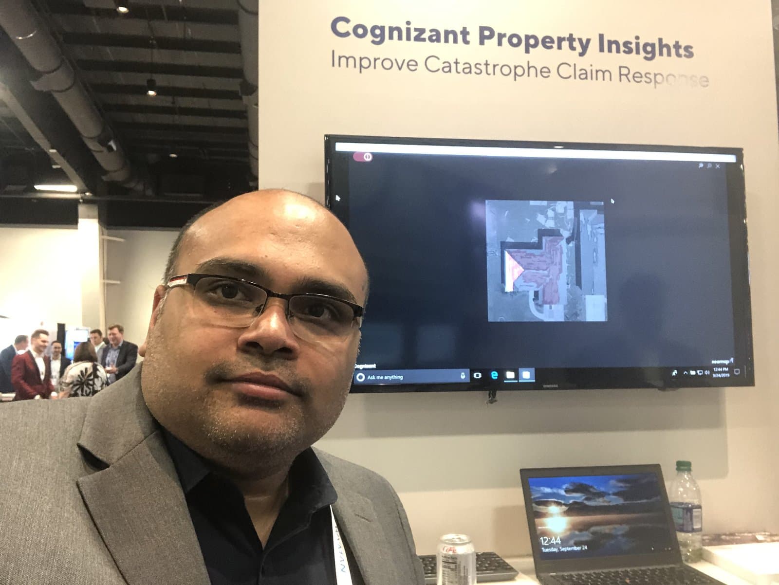 Abhishek at the Cognizant Property Insights conference booth — Improve Catastrophe Claim Response